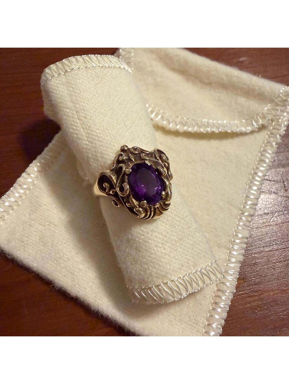 James Avery Vintage 14K Gold Amethyst Cocktail Ring Size 5.5